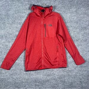 The North Face Men’s Large‎ Heather Red Full Zip Hooded Sweater Active Jacket